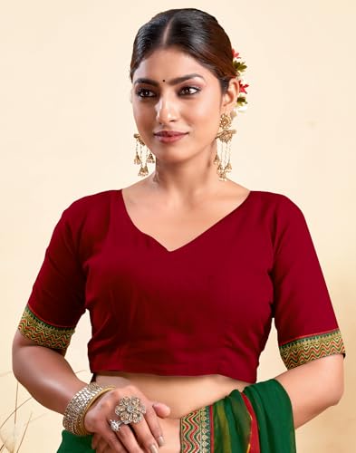 Image of SIRIL Women's Printed Chiffon Saree with Unstitched Blouse Piece