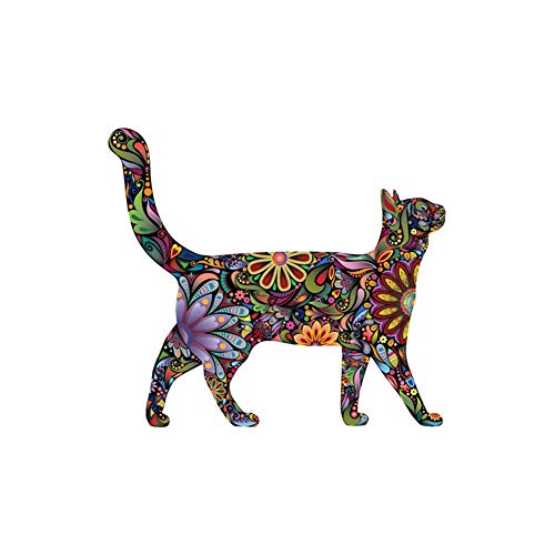 OFISSON Walking Cat Floral Pattern Kitty Silhouette Wall Sticker Peel and Stick Decal, Baby Room Wall Decor, Sticker for Children Baby Kids Boy Girl Bedroom Nursery Decor
