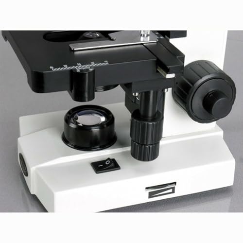 Image of AmScope M220A Monocular Compound Microscope, WF10x and WF16x Eyepieces, 40x-640x Magnification, Tungsten Illumination, Brightfield, 1.25 NA Abbe Condenser, Coaxial Coarse and Fine Focus, Mechanical Stage, 110V