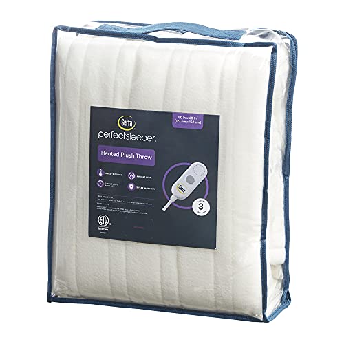 Serta Heated Throw Blanket - Reversible Fleece to Sherpa Electric Blanket, Fast Heating, Auto Shut Off Timer, Multi Heat Setting, ETL Certified, Machine Washable, Ivory 50"x 60" by Serta - Image 8