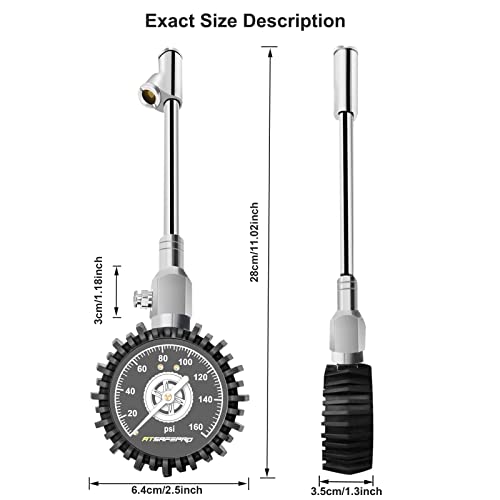 Atsafepro Tire Pressure Gauge 160Psi,Tire Pressure Gauge Equipped With Extended Chuck And 2.5" Dial Easy For Readings, Analog Tire Gauge Suitable For Cars, Bikes, And Semi, Rv #TOP2