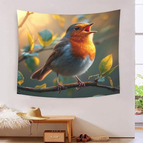 Tapisserie murale rouge-gorge KAYZTGSDA decoration interieur en polyester doux salon 180cm