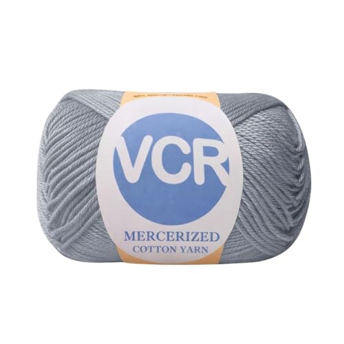 Image of VCR 4 Ply Metallic Grey 100% Mercerized Cotton Yarn, 60 Grams Hank, 190 Meters Length, Cotton Combed Ball, Smooth and Glossy Crochet Yarn for Crochet and Knitting, Pack of 1, Suitable for DIY Crafts