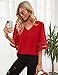 LookbookStore Red Valentine's Day Tops Trendy Bell Sleeve Blouse Dressy Casual Summer Love Women's Shirt Size M 8-10