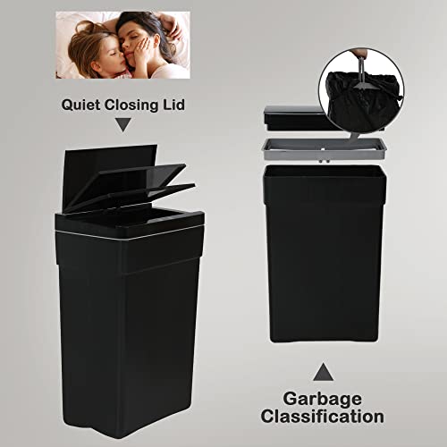 Caneca de Basura Automática 13 Galones Rectangular Negra miniatura 3