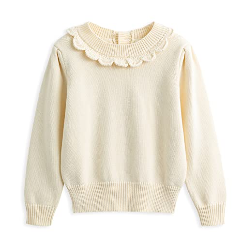 Curipeer Toddler Girls Knit Sweater Long Sleeve Crewneck Solid Pullover Knit Tops