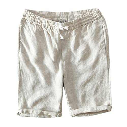 Short en lin uni pour homme coupe ample pour éviter la chaleur de l'été