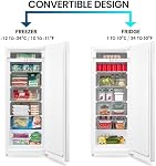 Congélateur vertical Kenmore - Réfrigérateur/congélateur convertible, 5 étagères, prêt pour le garage, stockage de viande, dégivrage automatique, Congélateur pour maison, appartement, chalet, sous-sol, dortoir, capacité de 7,0 pieds cubes, blanc