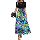 Frühlingskleider Damen Kleider Women Mini Elegante Damenkleidung Oversize Winter Kurzarm Schicke Wedding Guest Dress Linien Hochzeitsgast Teenager Sportlich Floral Outfit Taufe Damen XL