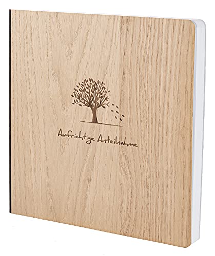 Kondolenzbuch mit edlem Holzcover in der Größe 20 x 20cm