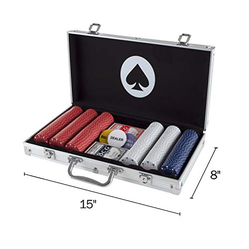 Trademark Poker Card Suits Poker Chip Set - 300 Pieces Of 11.5-Gram Composite Gambling Chips - Aluminum Case, 2 Decks Of Cards, Dealer & Blind Buttons #TOP1