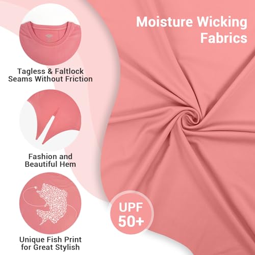 Palmyth Womens Fishing Shirt, Tie Front UPF 50+ Sun Shirts Rash Guard Crewneck Cropped Tops Fashion Unique Pattern Tee3