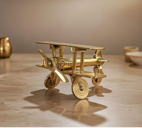 Image of DSH CRAFTING YOUR CURIOSITY Brass Jet Plane Vintage Aeroplane Table Top Decorative Showpiece Miniature Statue Home Interior Decor Item Gift