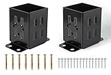 HANDYGO 4x4 Wood Fence Post Anchor Base - Concrete Post Anchor, Deck Post Brackets, Fence Post Base Brackets (Set of 2)
