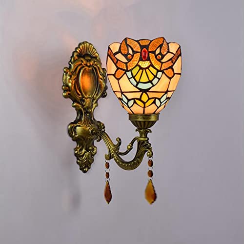WTTWW - Aplique de pared de cristal colorido estilo Tiffany,accesorio fijo,aplique de pared Vintage,escalera,Pasillo,Dormitorio