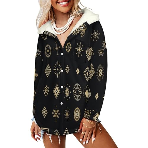 Veste polaire femme avec motif africain en sherpa noir S au 6XL