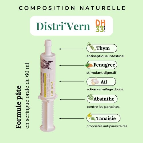 Vermifuge Naturel Cheval Pâte – Régulation des Parasites Intestinaux, Flore Digestive Préservée – Formule Plantes (Thym, Ail, Absinthe) – Injecteur Oral Facile – Fabriqué en France (Vern_Pack_10)