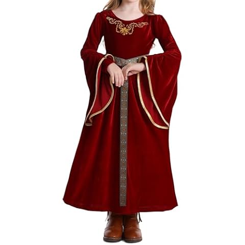 IBAKOM Girls Medieval Velvet Princess Dress Cover