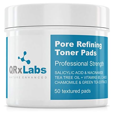 Pore Refining Toner Pads with Salicylic Acid and Niacinamide in a Witch Hazel Solution - with Vitamins B5, C & E, Chamomile & Green Tea - Helps Reducing & Perfecting The Loook of Enlarged Pores Cover