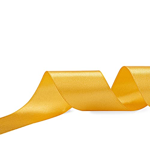 Image of Solid Color Double Faced Gold Satin Ribbon 1-1 /2 inch X 50 Yards, Ribbons Perfect for Crafts, Wedding Decor, Bow Making, Sewing, Gift Package Wrapping and More