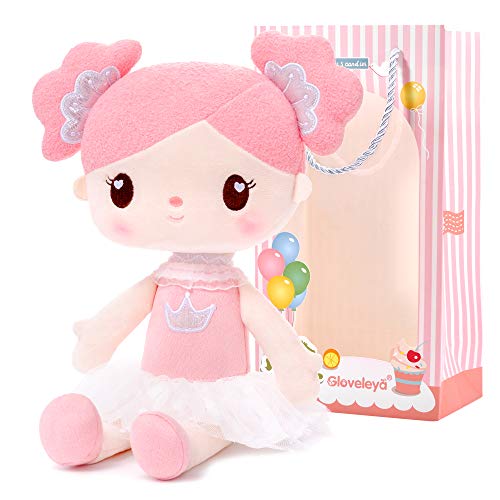 Gloveleya Baby Girl Gifts Rag Doll Soft Plush Candy Girl Pink 14.5 Inches