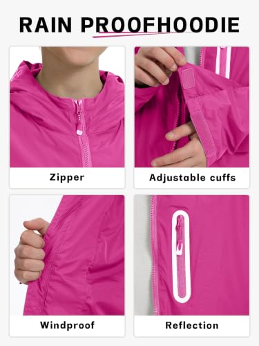 Image of UIQUR Boys Girls Rain Jacket Kids Waterproof Raincoats 5-14 Years