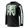 Purple Print House Glow in The Dark Long Sleeve Skeleton Top, Scary Halloween Fancy Dress Costume, Glow in The Dark Skeleton Bones Halloween Top for Him, L, Black #2
