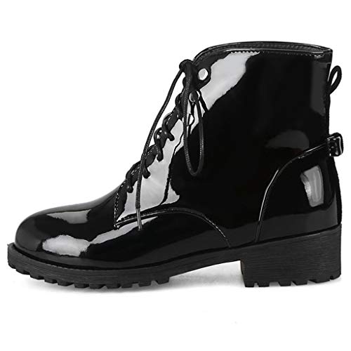 Women's Fashion Lace Up Dressy Ankle Boots Waterproof Rain Platform Low Heel Bootie Combat Short Boot3