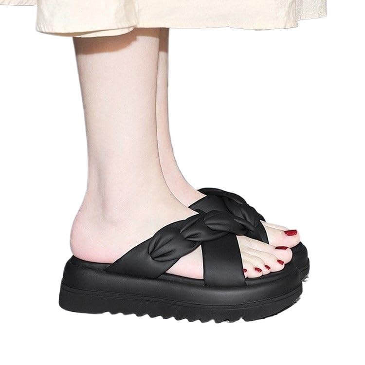 Wearing Casual Cross Over Women's Outdoor Beach Shoes Thick Soled Slippers Sandals(37)3