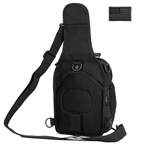 Zhierna Tactical Sling Backpack, Military Shoulder Cross Body Sling Bags Pack, Molle Edc One Strap Chest Bag For Outdoor Camping Hiking Biking (Black) #TOP5