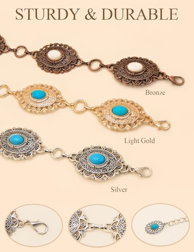 Image of TOPACC Western Metal Concho Belt for Women Cowgirl Chain Belts for Dresses Jeans Country Concert Outfit