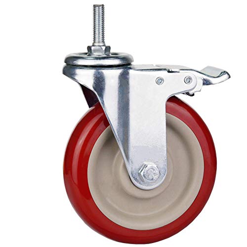 DICASAL 5 Inch Heavy Duty Stem Casters 360 Degree Swivel Durable Wheels Castors with Imperial Size 3/8"-16x1 Threads Dual Safety Locks and Bearings Easy to Install for Furniture and DIY Tools by DICASAL - Image 4