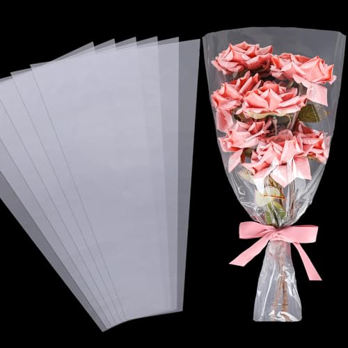 Sacs en cellophane pour bouquet de fleurs Whaline : emballage idéal pour cadeaux de Saint-Valentin