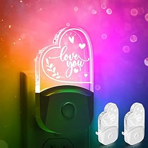 Love You Night Light Gift for Birthday, LOHAS LED Night Light for Adults, Dusk to Dawn, 3 Lighting Modes, RGB+Soft White 3000K, Heartwarming Gifts for Mom, Dad, Wife, Teacher, Room Decor, 2 Pack