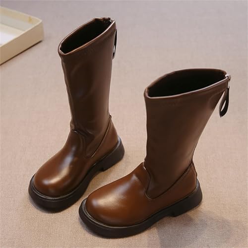 Boots for Girls Zipper PU Leather Riding Boots Fashion Mid Calf Waterproof Winter Warm Fashion Snow Boot for Kids2