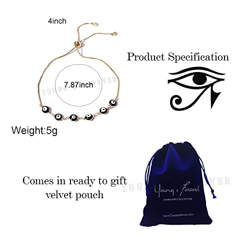 Image of Young & Forever Evil Eye Protection Bracelets for Women & Girls | Nazar Battu Adjustable Charms | Multi-style Spiritual & Fashion Jewelry