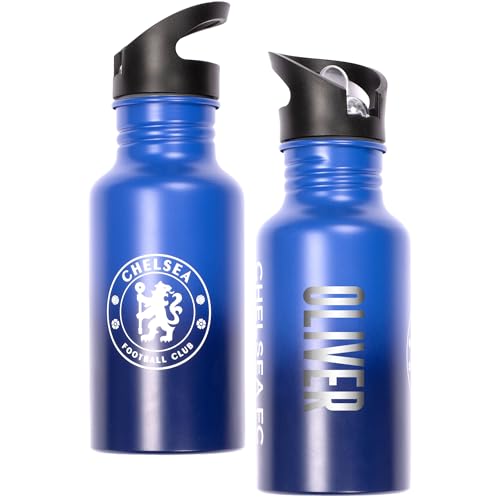 Chelsea FC Personalised Metal Water Bottle 500ml – Engraved Name School & Training Bottle – Gift for Boys & Football Fans 100% leakproof BPA Free Drink Bottle
