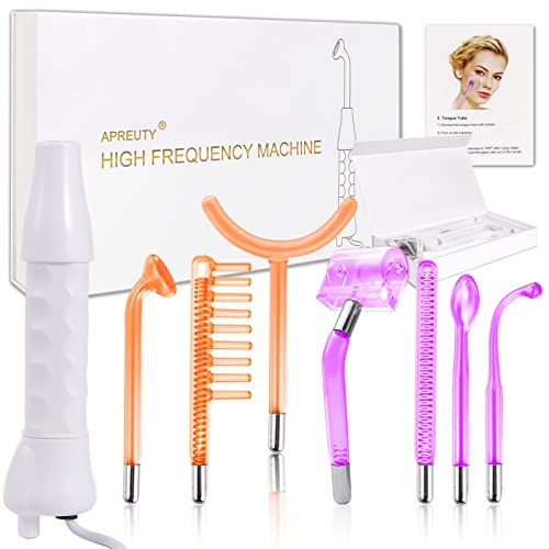 High Frequency Machine, APREUTY 7 in 1 Portable Handheld High Frequency Wand Machine with 3 Pcs Neon & 4 Pcs Argon Wands