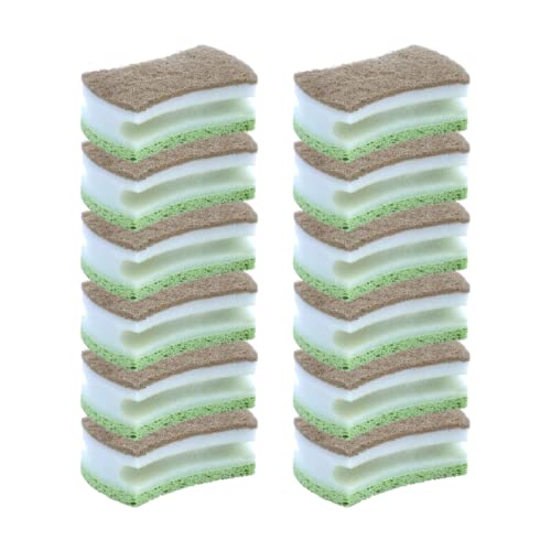Image of Superio Non-Scratch Cellulose Sponge Scrub (12-Pack) Heavy Duty Kitchen Sponges Scrubbers with Scouring Pad (Sisle)