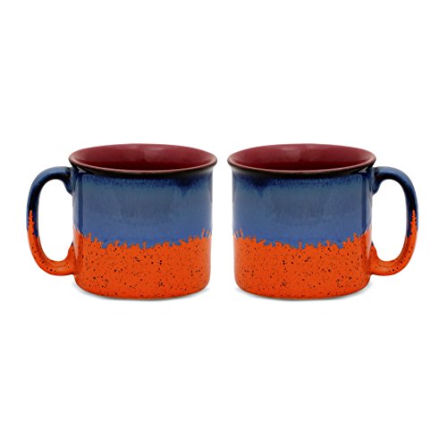 Image of Caffeine Ceramic Stoneware Handmade Orange & Blue Studio Maggie Mug (Set of 2)