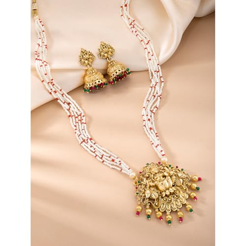 Image of Peora Gold Plated Bridal Jewellery Set with Kamarband Gift for Women Indian Traditional Ethnic Wedding