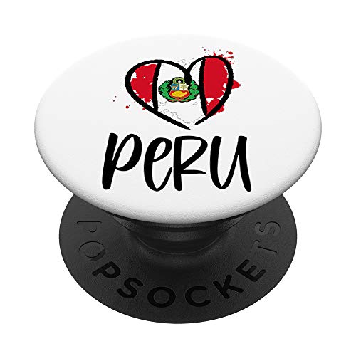 Peru Heart Art Flag Cool South America Spanish Peruvian Gift PopSockets Support et Grip pour Smartphones et Tablettes