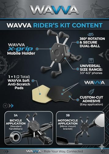 Image of Wavva Universal X-Grip Spider Mobile Holder Bike Cell Phone Spider Adustable Multi-Functional Mobile Holder X Grip Handlebar Mount Smartphone Holder Without Charger -Black