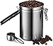 Gourmia GCC9390 Coffee Canister - Stainless Steel Storage container with Airtight Lid, CO2 Vent Valve, Measuring Scoop and Date Tracker Wheel - Holds 1.5lbs Whole Beans or 1.2lbs Grounds, 64 floz
