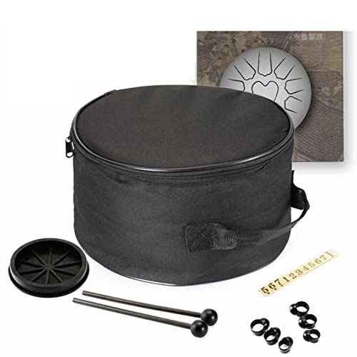 Percussion Ethereal Drum, Tambor de lengua de acero de 12 pulgadas y 13 notas, con bolsa, mazos, escalas y anillos para dedo para camping, meditación o yoga, color F miniatura 3