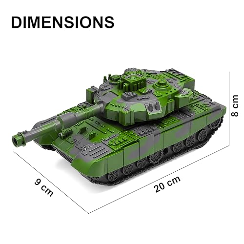 Image of VGRASSP Remote Control Army Tank Toy for Kids with Lights and Sound - Military Vehicle Toy with Rechargeable Batteries and USB Battery Charger - 4 Function RC Battle Tank - Color As Per Stock