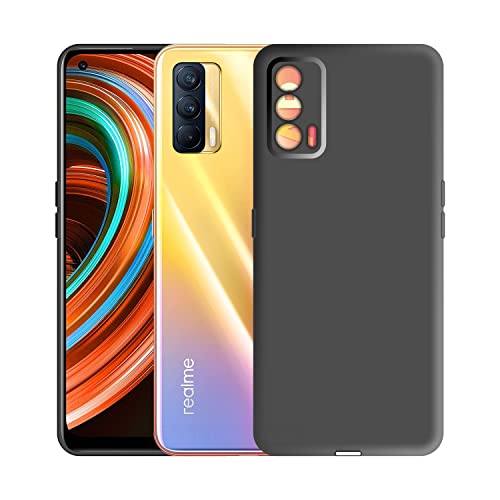 Image of Case Creation Liquid TPU Silicone Cover for Realme X7 Soft Case,Anti-Dirty Slim Case Frosted Matte Cute Candy TPU Raised Bezel (Splash of Color) Back Case Cover for Realme X7 -Black