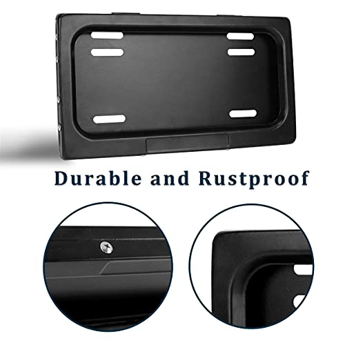 Xverycan License Plate Frame, 1 Pack License Plate Holder Universal for US CA Standard Cars, Screws Included, No Drill, Rust Proof, Black
