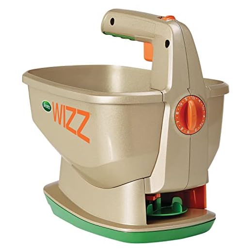 Scotts Wizz Hand-Held Spreader with EdgeGuard Technology - Apply Grass Seed, Fertilizer or Weed Control Products, Battery Powered, Holds up to 2,500 sq ft of Scotts Lawn Products