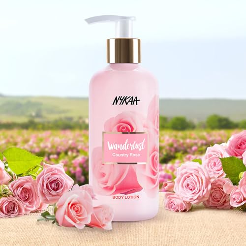 Image of Nykaa Wanderlust Bath and Body Country Rose Body Lotion For Unisex, 300 Ml| Smooth, Non-Greasy Formula| Up To 8 Hours Intense Moisturization|For Smooth & Moisturized Skin| Suitable For All Skin Types | Smooth Non-Greasy Formula, Up To 8 Hours Intense Moisturization, For Smooth & Moisturized Skin, Suitable For All Skin Types
